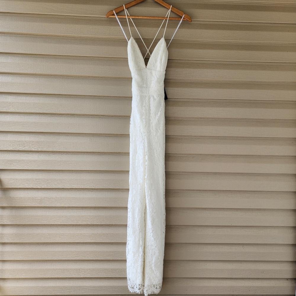 Lulus All About Tonight white lace up jumpsuit size XS - Picture 3 of 12